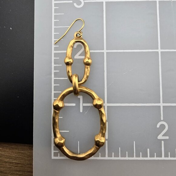 Ralph Lauren Gold-Tone Linked Oval Dangle Earrings With Textured Design - Picture 7 of 8